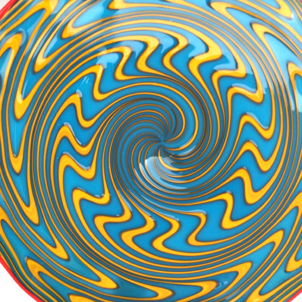 Turquoise & Orange Cane Plate with stand - Image 3